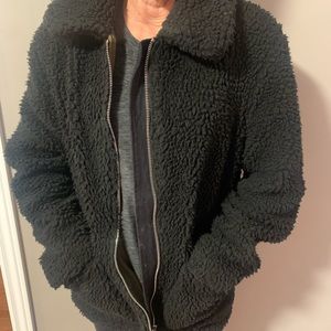 Top shop black teddy jacket